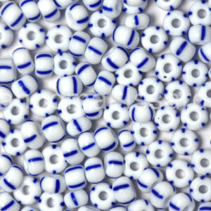 White & Blue Preciosa Stripes Seeds Beads