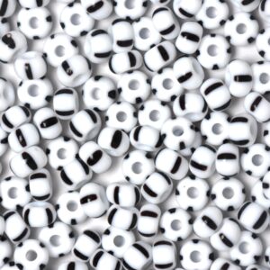 White & Black Preciosa Stripes Seeds Beads