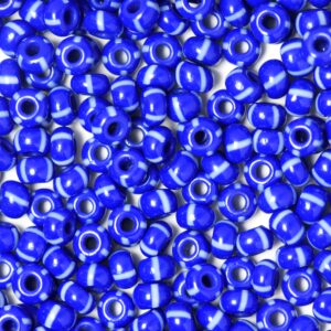 Blue & White Preciosa Stripes Seeds Beads